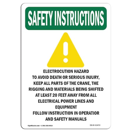 Signmission OSHA SAFETY INSTRUCTIONS, 24" Height, Aluminum, 24" W, 24" H, Portrait OS-SI-A-1824-V-11472